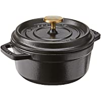 STAUB Cocotte redondo de hierro fundido- 0.5 cuartos de galón- negro mate